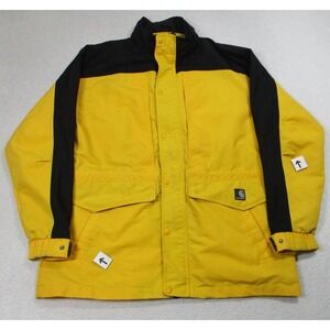 Carhartt Jacket Mens Large Yellow Black Hooded Mesh Lined Work Coat